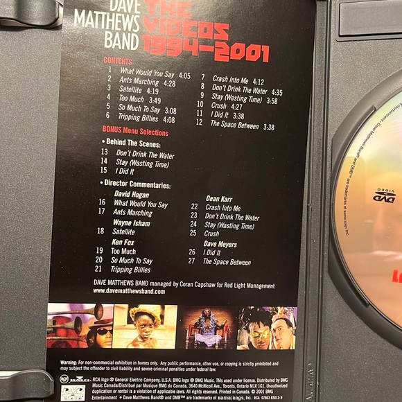 Dave Matthews Band DVD / Thé videos 1994-2001 - Picture 5 of 5